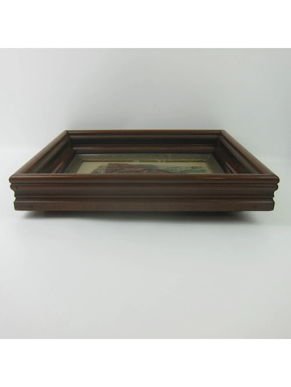 Antique Victorian Deep Picture Frame Wood Gilt La Mode Paris Print in Glass 16